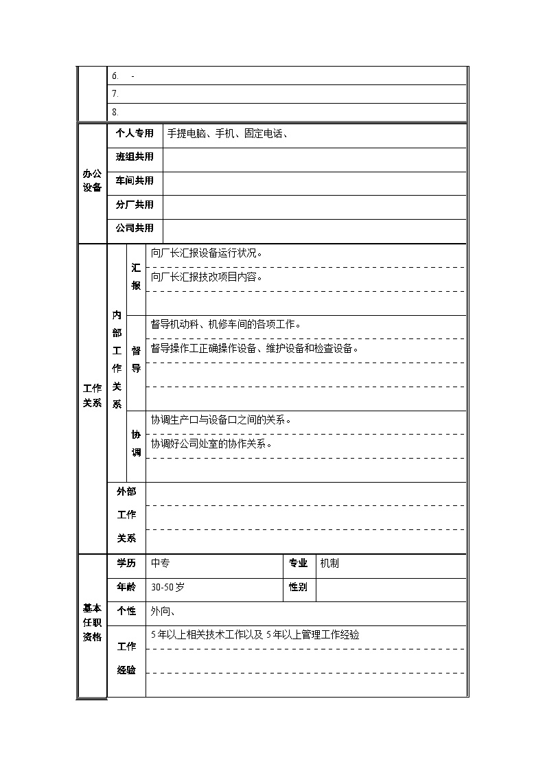 生产设备管理炼钢厂设备副厂长职位说明书-图二