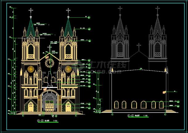 2层天主教堂建筑设计施工图-图二