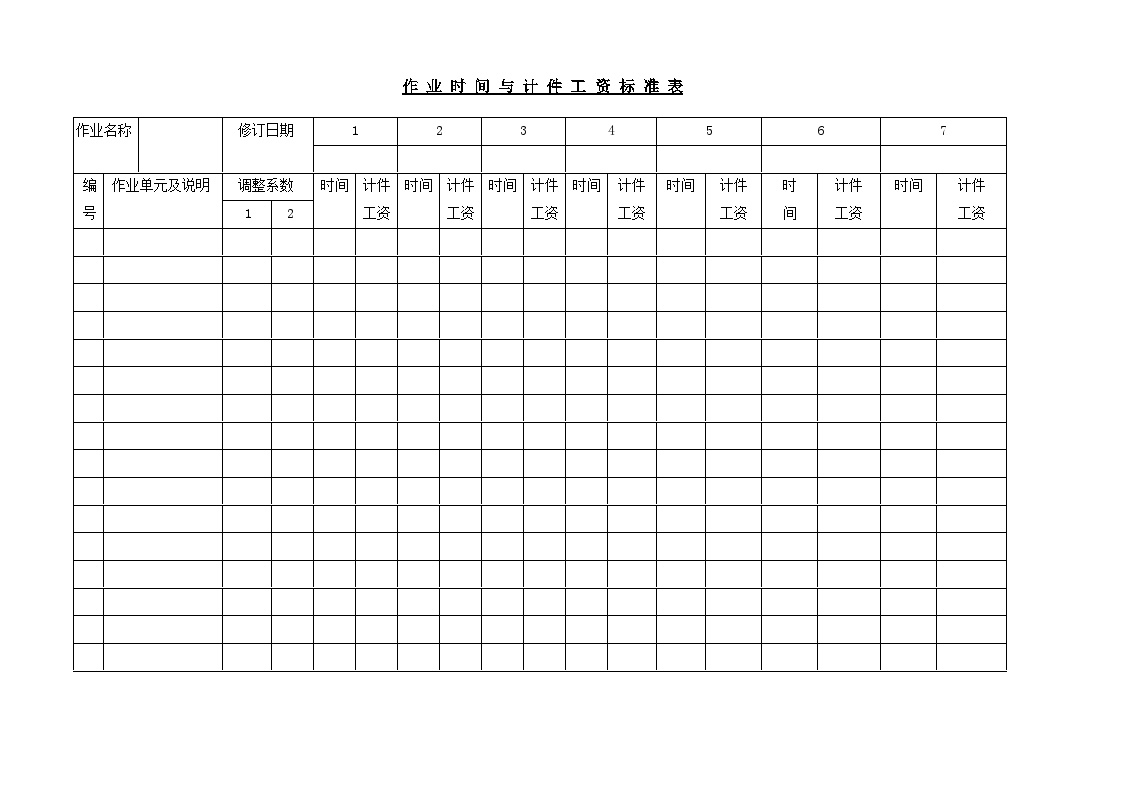 生产管理作业时间与计件工资标准表-图一