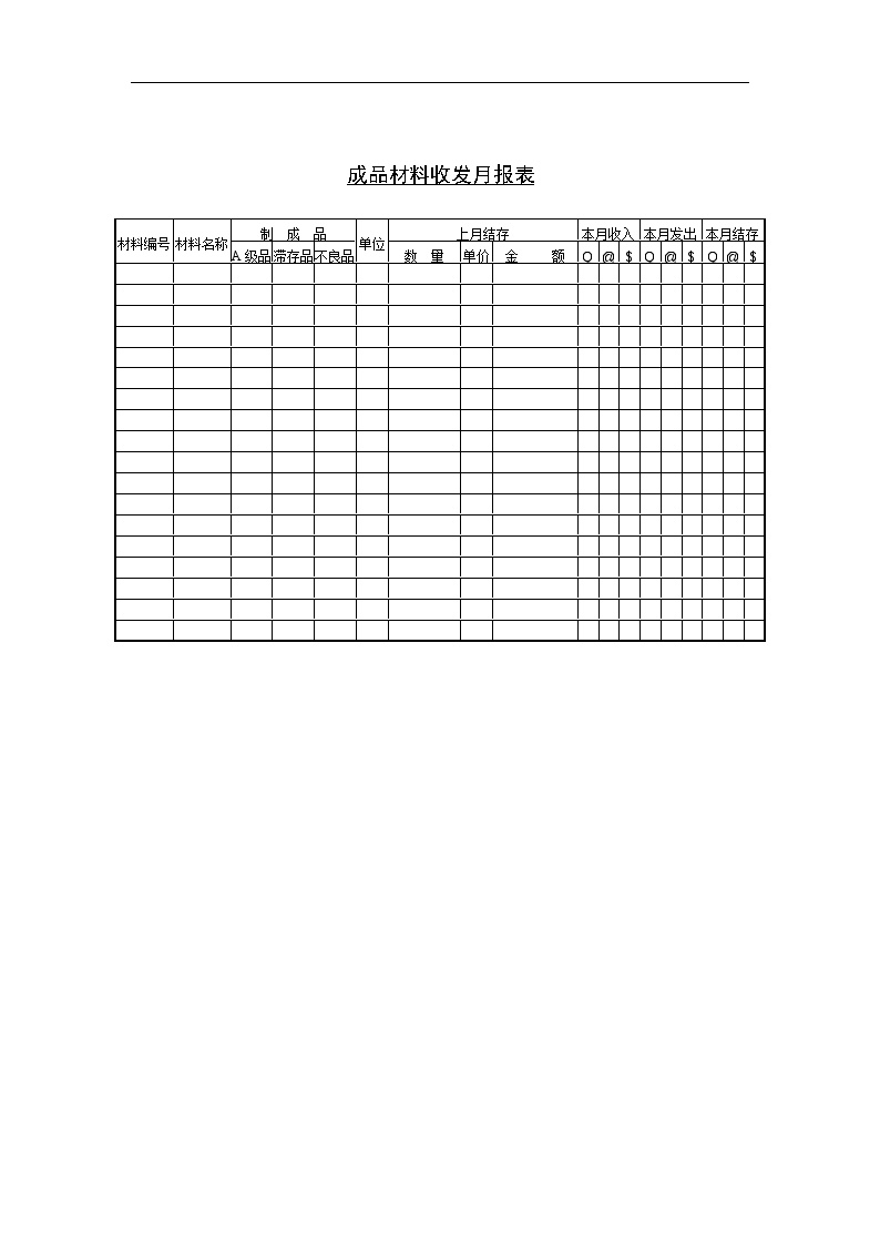 成品管理成品材料收发月报表-图一
