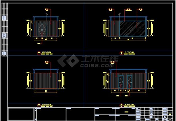 某城市多间现代化办公室建筑立面图-图二