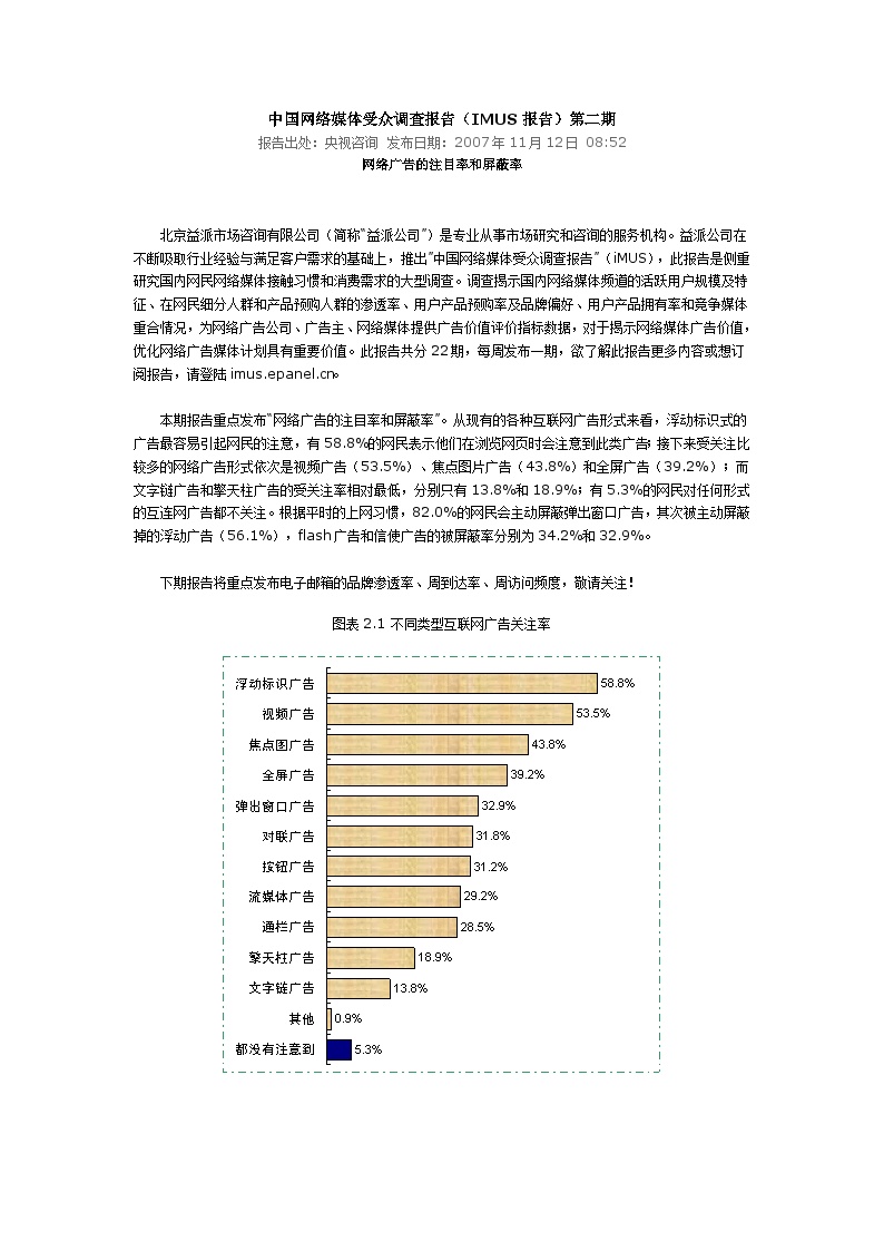 中国网络媒体受众调查报告（IMUS报告）第二期-图一