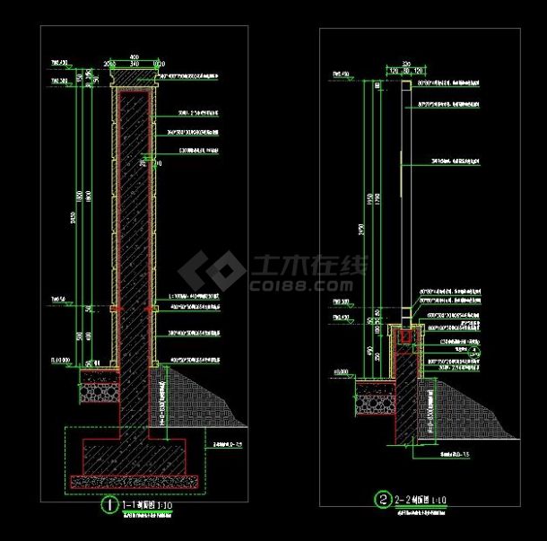 LD-7.0-7.5围墙及铁艺大门详图-图二