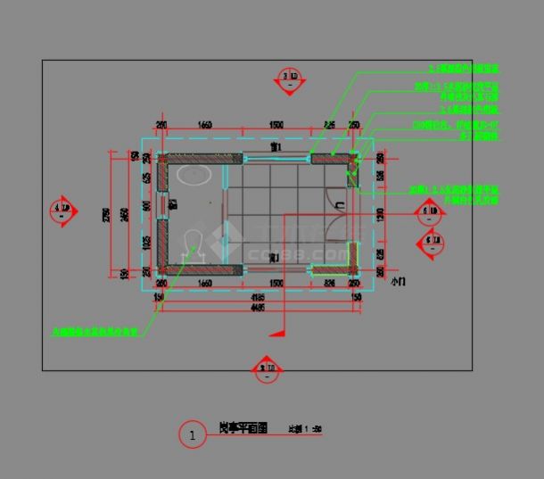 幼儿园门卫岗亭（含独卫含结构图）施工图详图-图一