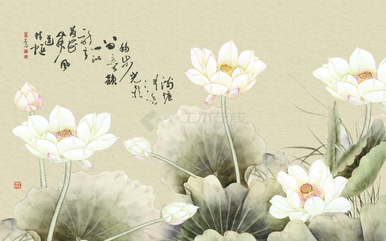 新中式花鸟壁画.jpeg-图一