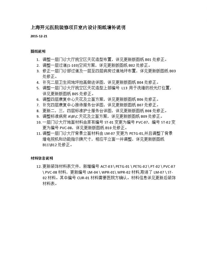 上海开元医院装修项目B H室内设计图纸增补说明.docx_图1