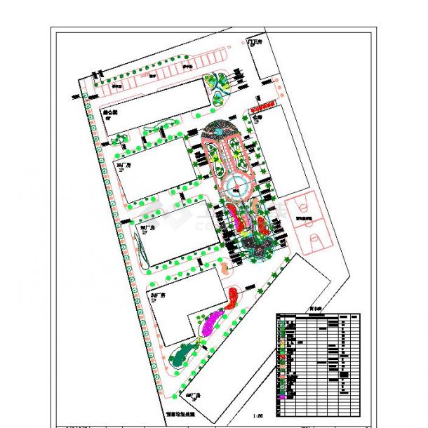 某地山东某工厂绿化施工图CAD图纸-图一