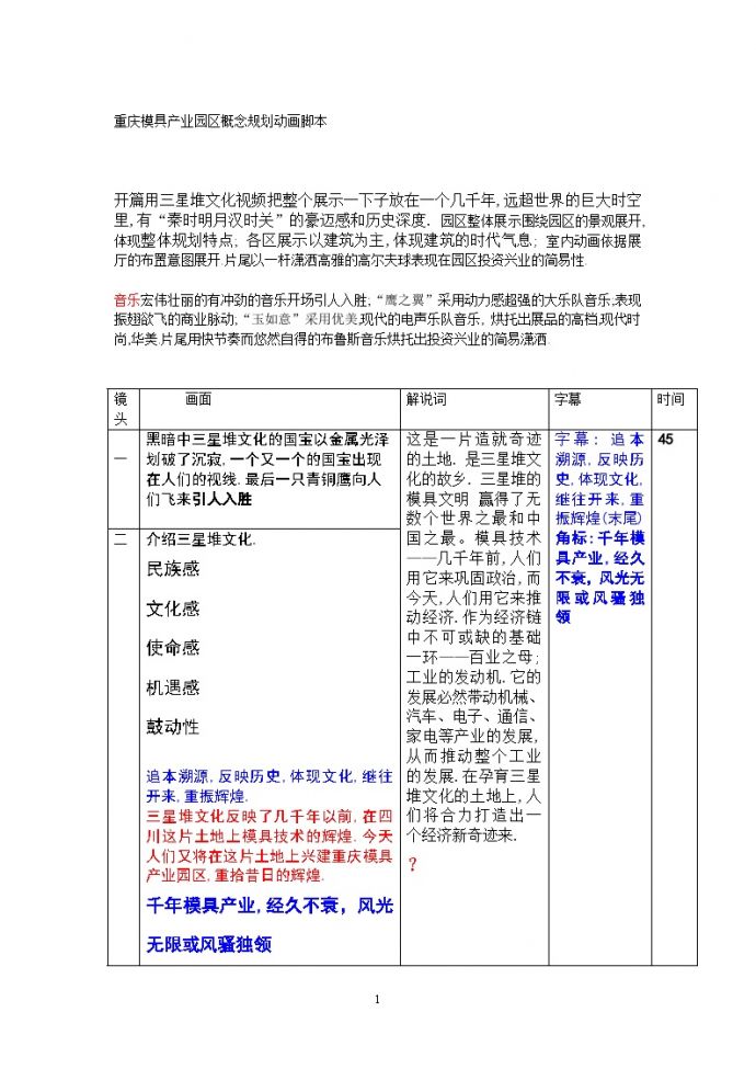 重庆模具产业园区概念规划动画脚本解说词2.doc_图1
