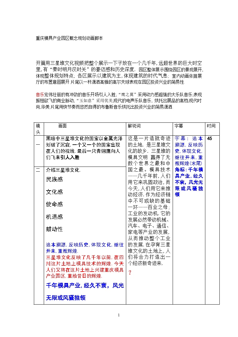 重庆模具产业园区概念规划动画脚本解说词2.doc