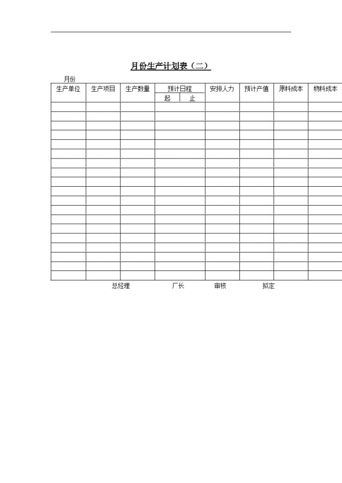 生产计划知识月份生产计划表（二）_图1