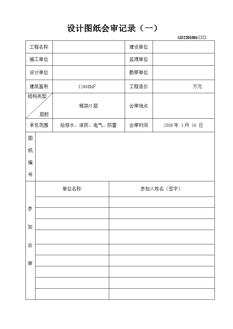 电气专业XXX电气项目资料设计图纸会审记录华侨中学