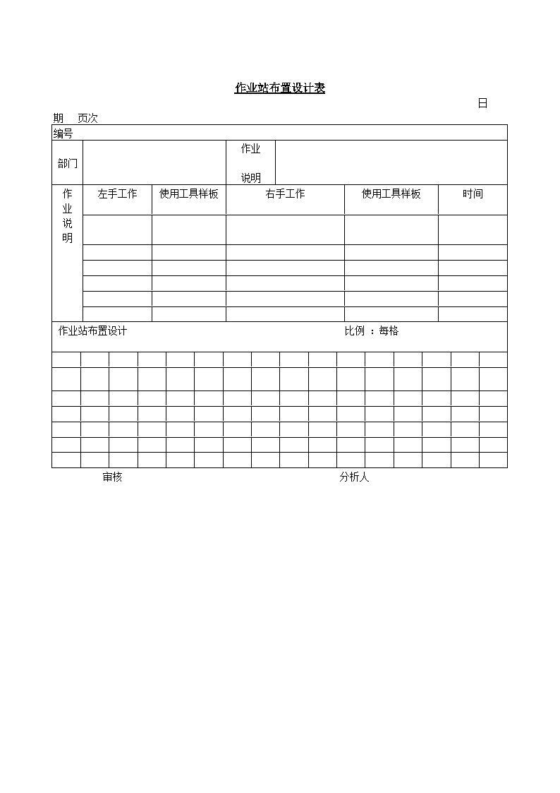 生产管理作业站布置设计表