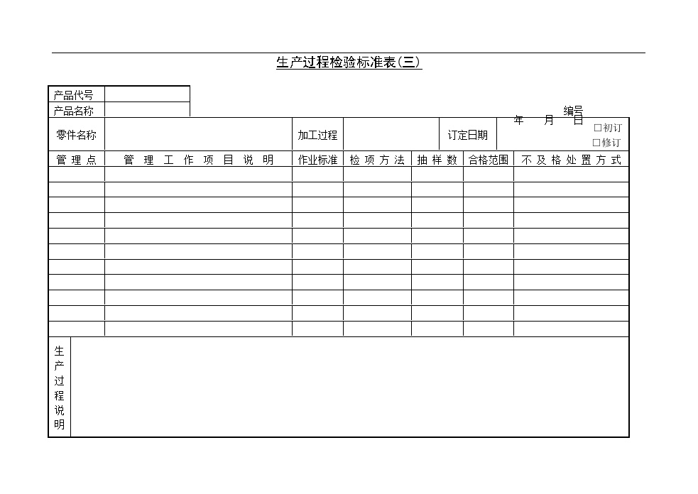 生产管理表—生产过程检验标准表(三)-图一