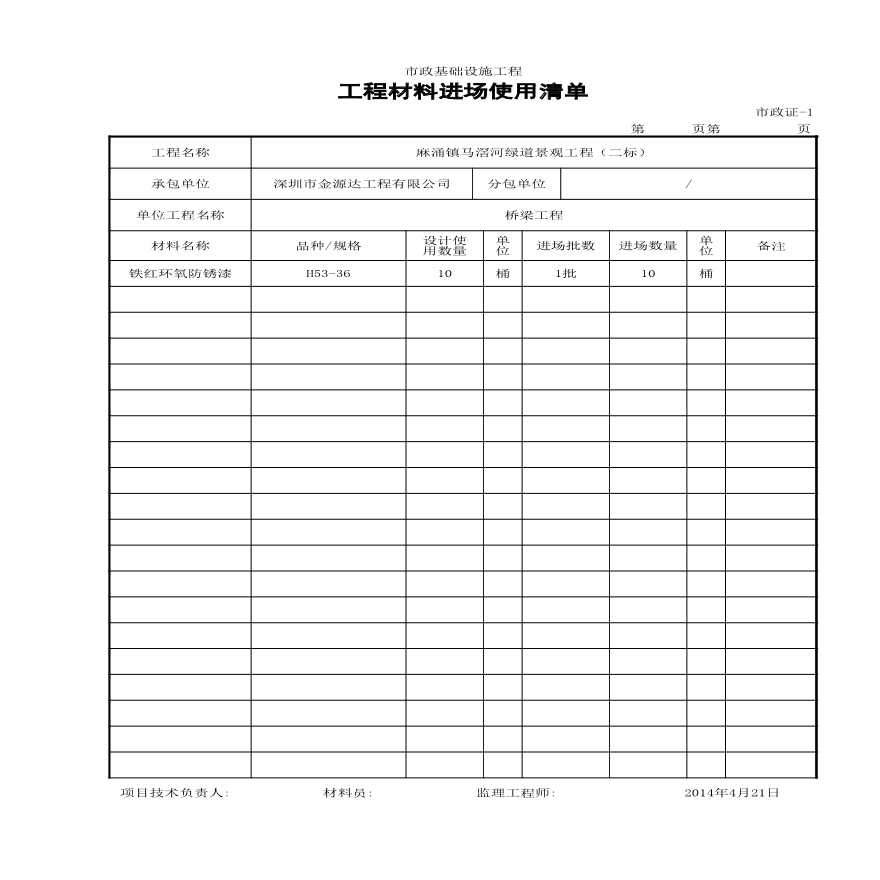 东莞景观工程-铁红环氧防锈漆材料报审表 (2)-图二