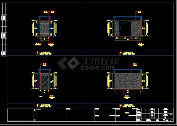 某城市多间航空办公室立面施工图-图一