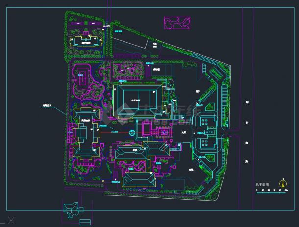 吴江宾馆二期工程岛居式酒店景观设计总平面CAD图-图一