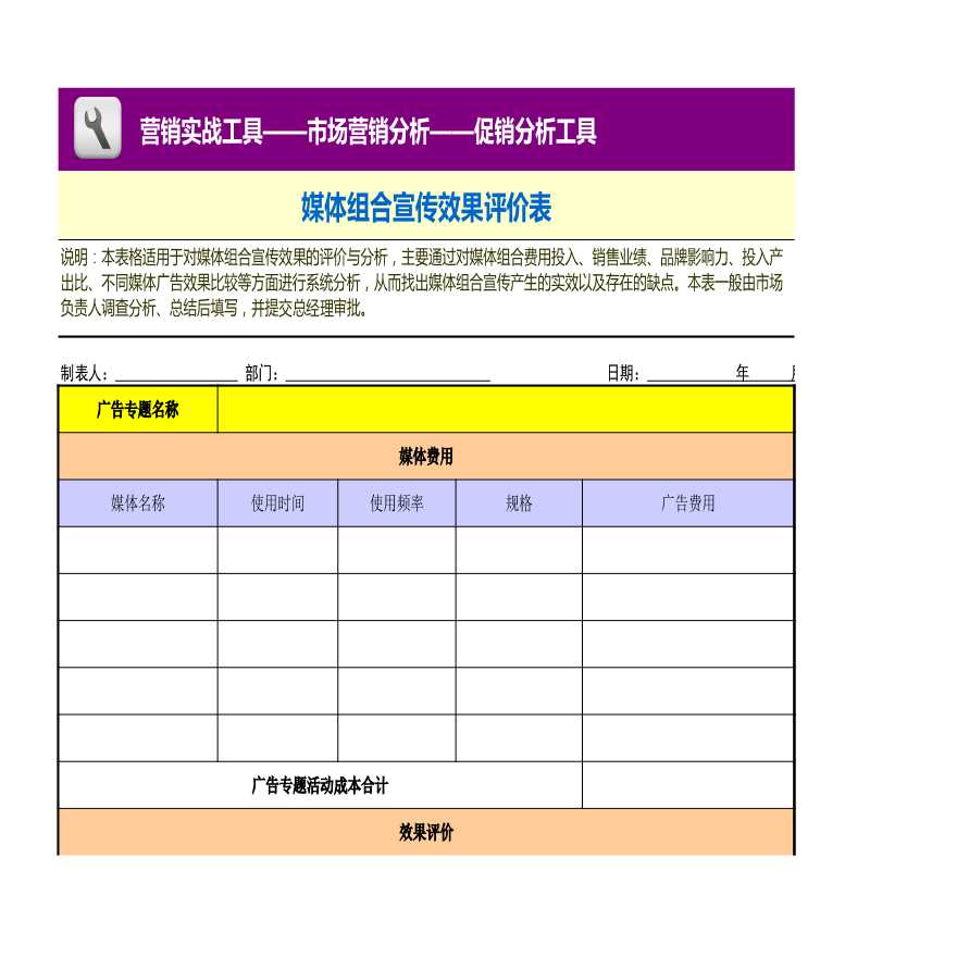 媒体组合宣传效果评价表 (1)-图一