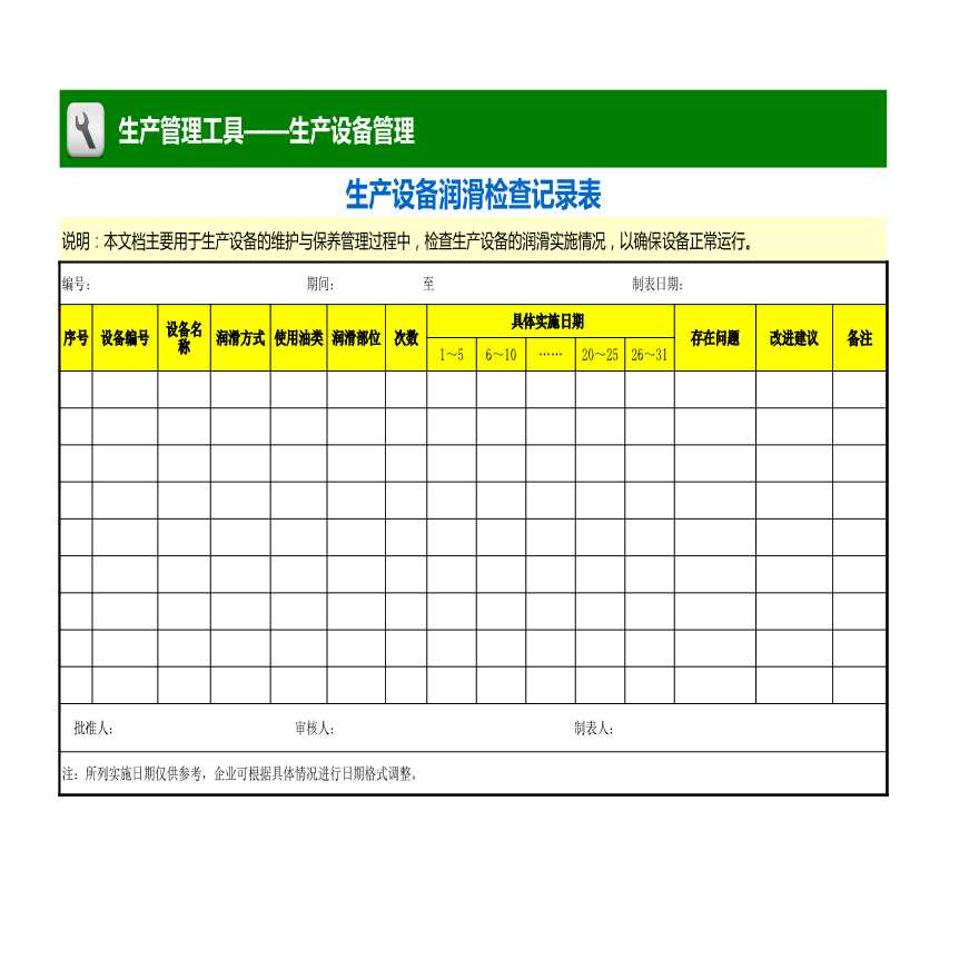 生产设备润滑检查记录表 (1)-图一
