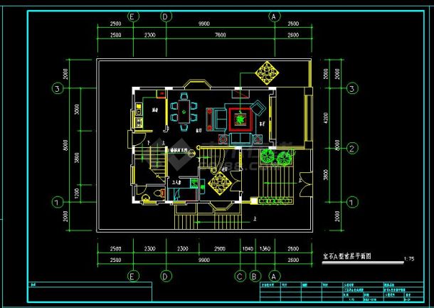 CAD施工图宝石E型别墅建施-图一