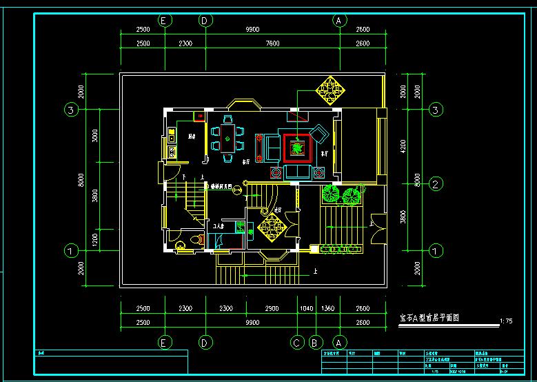 CAD施工图宝石E型别墅建施