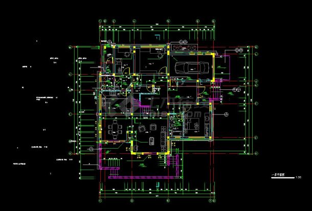 CAD施工图二层别墅建筑图-图一
