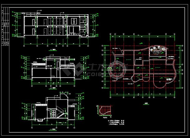 CAD二套豪华型别墅建筑图-图一