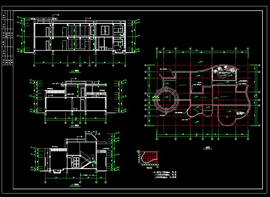 CAD二套豪华型别墅建筑图