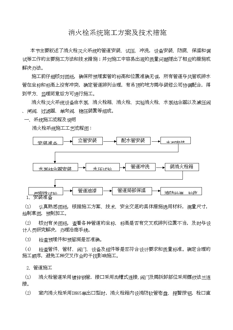 消火栓系统施工方案及技术措施.doc-图一