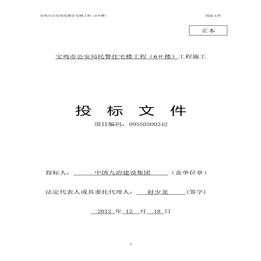 2012宝鸡市公安民警住宅工程(6#楼)投标文件.pdf-图一