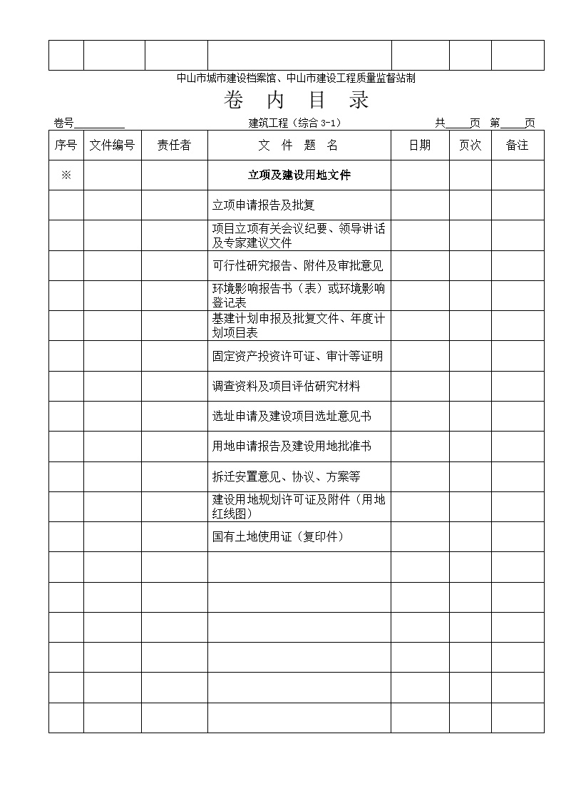 中山市建筑工程卷内目录+(建设单位)-2015-图二